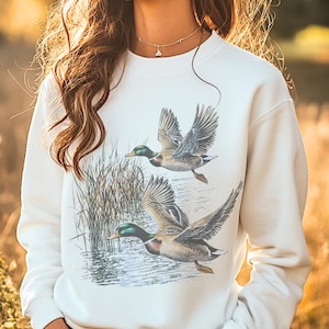 Duck Sweatshirt Hunting Ducks Sweatshirt Granola Girl Duck Hunting Hunting Season Distressed Vintage Style Outdoors Nature Sweatshirt