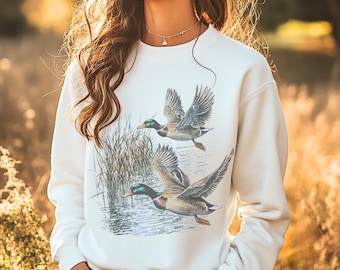 Duck Sweatshirt Hunting Ducks Sweatshirt Granola Girl Duck Hunting Hunting Season Distressed Vintage Style Outdoors Nature Sweatshirt