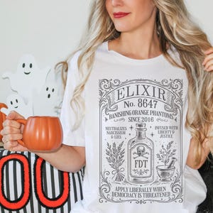 Feminist Witch Anti Trump Shirt Subtle FDT Witchcore Tee Liberal Protest Top Occult Vintage Aesthetic Not My President 8647 Witch Shirt White