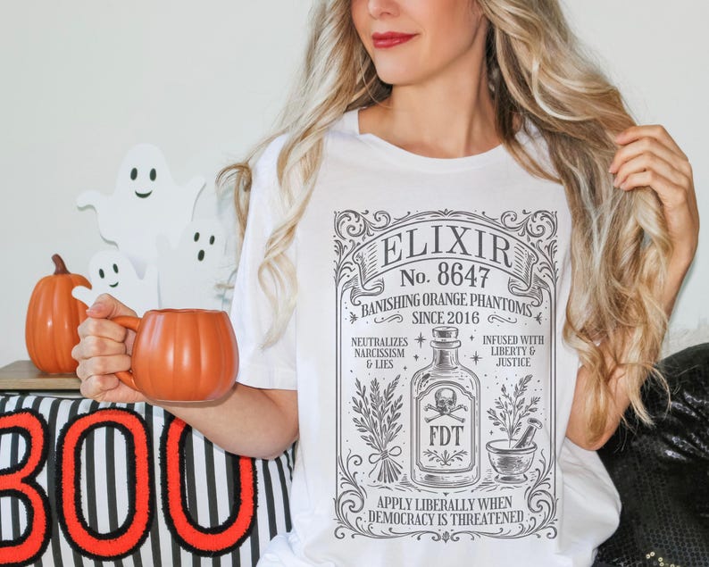 Feminist Witch Anti Trump Shirt Subtle FDT Witchcore Tee Liberal Protest Top Occult Vintage Aesthetic Not My President 8647 Witch Shirt White