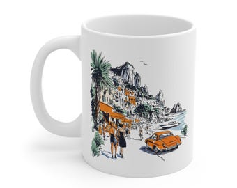Italy Mug Positano Amalfi Coast Mug World Travel Mother’s Day Gift Travel Enthusiast Gift Italy Souvenir Mug Coastal Italy Jet Setter Gift
