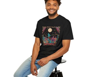 Herr Southwestern Coyote Howling at the Moon T-shirt Vintage-stil Southwestern Tourist Shirt Desert Coyote Shirt Western coyote shirt