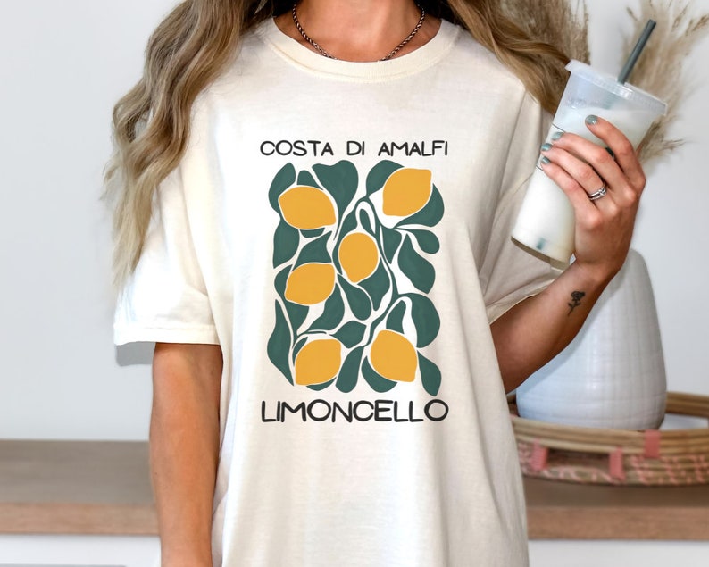 Camisa de limón Limoncello, camiseta de la Costa de Amalfi, camisa de limón, camisa de Positano, camiseta de limones italianos Camisa estilo Matisse La Dolce Vita imagen 3
