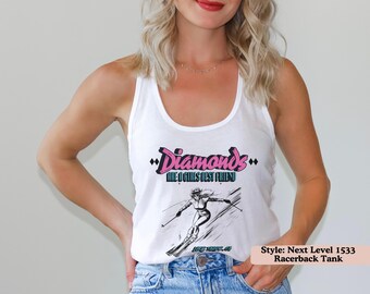 Diamonds Are A Girls Best Friend Racerback Tank Black Diamonds Apres Ski vintage 90s ski Tank Top Double Black Diamonds Tank Top ski gift