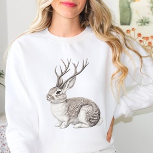 Jackalope-sweatshirt cadeau voor liefhebbers van cryptozoologie Uniek cryptid-cadeau witte olifant cadeau Weirdcore losgeslagen schattig jackalope-cadeau