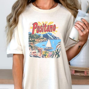 Positano Shirt, Amalfi Coast Tshirt, Italy Shirt , Coastal Grandmother Vintage Aesthetic, Retro Graphic shirt, Italian image 2