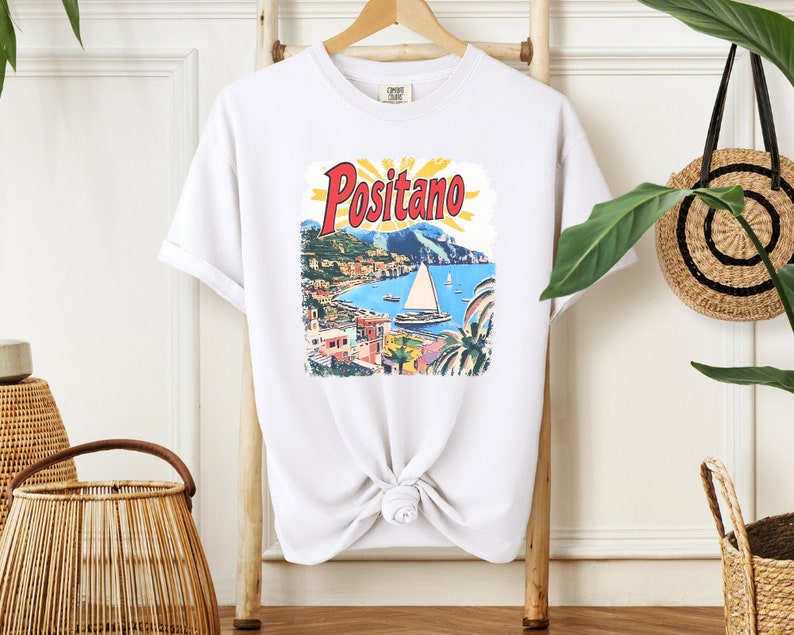 Positano Shirt, Amalfi Coast Tshirt, Italy Shirt , Coastal Grandmother Vintage Aesthetic, Retro Graphic shirt, Italian image 4
