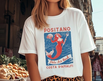 Positano Mermaid Shirt Dolce Far Niente Costa D'Amalfi Coastal Grandmother Italy Travel Shirt Mermaidcore Mermaid Shirt Coastal Grandma