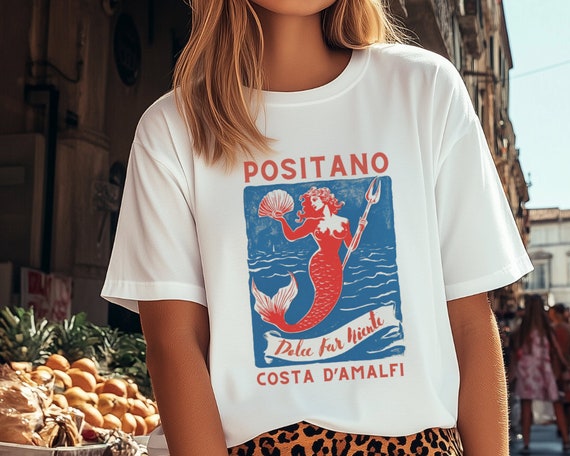 Positano Mermaid Shirt Dolce Far Niente Costa D'Amalfi Coastal Grandmother Italy Travel Shirt Mermaidcore Mermaid Shirt Coastal Grandma