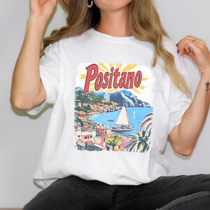 Positano Shirt, Amalfi Coast Tshirt, Italy Shirt , Coastal Grandmother Vintage Aesthetic, Retro Graphic shirt, Italian image 3