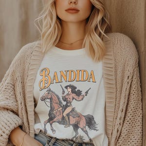 Bandida Distressed Shirt Western Horse Shirt Bandit Cowgirl Shirt Rebel Country Girl Shirt Bohemian Shirt Western Cowgirl Bandita bandits image 2