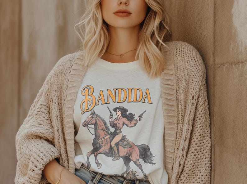 Bandida Distressed Shirt Western Horse Shirt Bandit Cowgirl Shirt Rebel Country Girl Shirt Bohemian Shirt Western Cowgirl Bandita bandits image 2