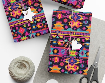 Vibrant Mexican Saltillo Serape Style Wrapping Paper Southwestern Pattern Boho Aztec Gift Wrap Mexican Blanket Wrapping Paper zarape
