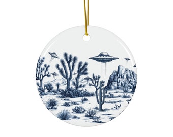 Joshua Tree Alien UFO Abduction Ornament Unique UFO Gift ufo Abduction Toile De Jouy Style Ornament Perfect Gift for UFO Enthusiasts