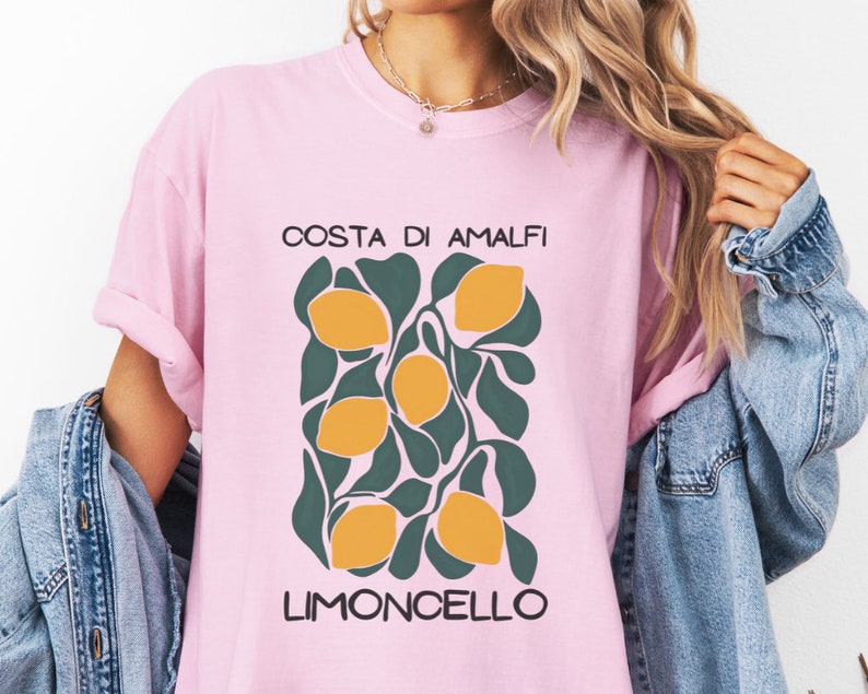 Camisa de limón Limoncello, camiseta de la Costa de Amalfi, camisa de limón, camisa de Positano, camiseta de limones italianos Camisa estilo Matisse La Dolce Vita imagen 4