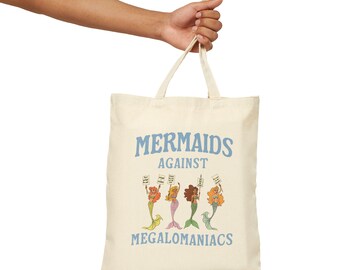 Mermaids Against Megalomaniacs Tote Gulf Of Mexico Mermaid Tote Bag Mermaidcore Anti-Trump Anti ICE Protest Liberal Activist Gift Subtle FDT