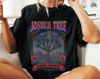 Joshua Tree UFO Shirt, Psychedelic Shirt Desert Cosmic Tee, Vintage UFO T-Shirt, National Park Gift, Retro Joshua Tree Desert Alien Shirt