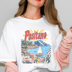Positano Shirt, Amalfi Coast Tshirt, Italy Shirt , Coastal Grandmother Vintage Aesthetic, Retro Graphic shirt, Italian image 1