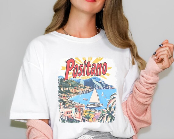 Positano Shirt, Amalfi Coast Tshirt, Italy Shirt , Coastal Grandmother Vintage Aesthetic, Retro Graphic shirt, Italian