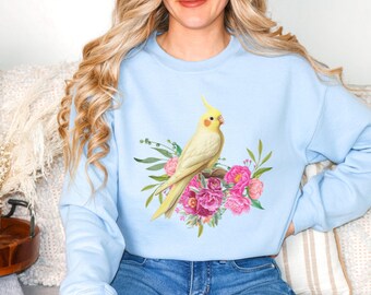 Cockatiel Bird Mom Sweatshirt Bird Lover Sweatshirt Cockatiel Lover Sweatshirt Gift for Cockatiel Mom Yellow Cockatiel Mothers Day Gift