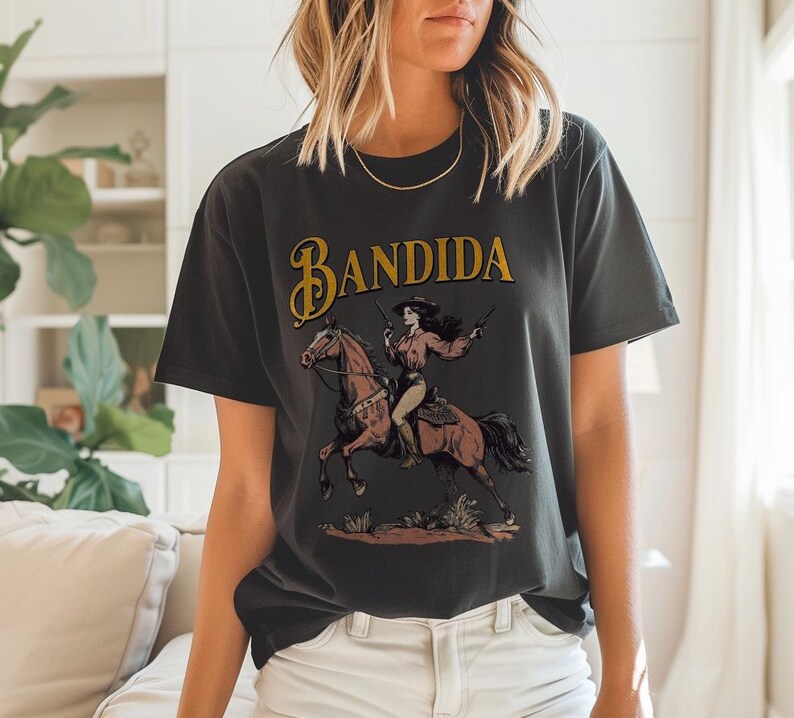 Bandida Distressed Shirt Western Horse Shirt Bandit Cowgirl Shirt Rebel Country Girl Shirt Bohemian Shirt Western Cowgirl Bandita bandits image 4