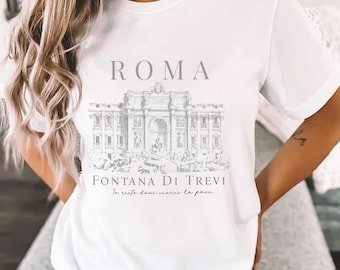 Rome Italy Shirt Trevi Fountain Tee Fontana di Trevi Shirt Italian Graphic Tee Roma Travel Shirt Vintage Rome Italy Souvenir Tee