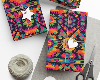 Vibrant Mexican Saltillo Serape Style Wrapping Paper Southwestern Gift Wrap Pattern Saltillo Blanket Wrapping Paper Boho Aztec Gift Zarape