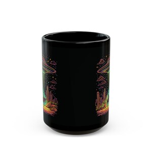 Neon UFO Cowboy Mug Sci-Fi Western Coffee Mug Alien Abduction Mug Alien Desert Design Perfect Gift for UFO Cowboy Fans Desert Cowboy image 5
