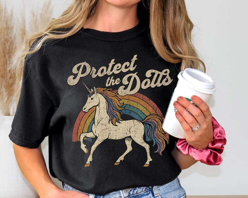 Protect the Dolls Shirt, Trans Rights T-Shirt, LGBTQ Pride Unicorn Tee, Pedro Pascal Inspired Queer Protest Shirt Anti-Trump Democrat Gift image 6