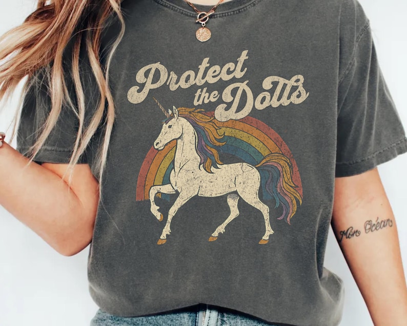 Protect the Dolls Shirt, Trans Rights T-Shirt, LGBTQ Pride Unicorn Tee, Pedro Pascal Inspired Queer Protest Shirt Anti-Trump Democrat Gift image 2