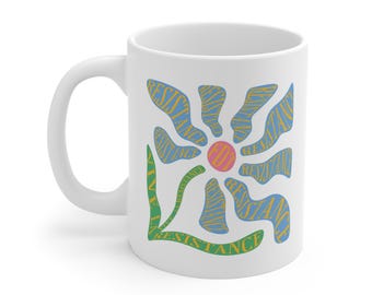 Vive La Resistance Floral Mug Subtle Anti Trump Floral Mug Matisse Flower Mug Feminist Democrat Gift For Her Funny Political Mug