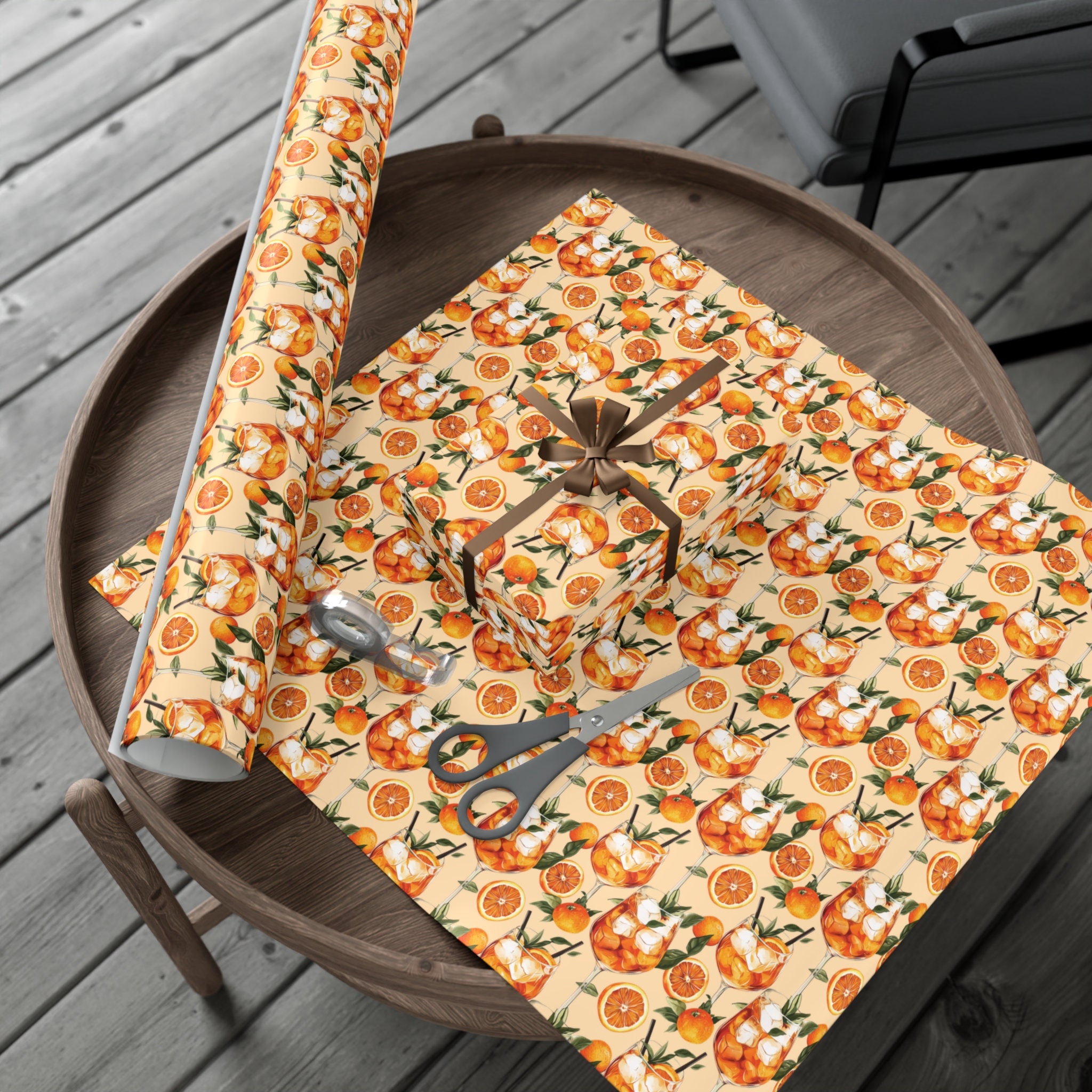 Aperol Spritz Wrapping Paper Peachy Color Italian Cocktail Party Gift ...