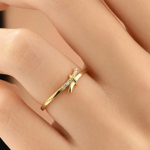 14k Solid Gold Knot Ring, Handmade Tiny Solid Ring, Lovers Ring, Promise Ring, Womens Ring, Christmas Gift, Anniversary Gift, Gift for Her