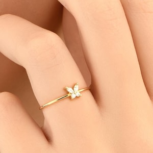Butterfly Ring, 14k Solid Gold Butterfly Ring, Marquise Butterfly Ring, Minimalist Butterfly Ring, Ring for Women, Christmas Gift
