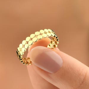 Anello Eternity in oro 14k con perline, anello con perline piatte doppie, anello impilabile con pois delicati in oro 14k per donna, anello sottile per tutti i giorni, regalo di Natale