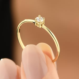 14k Solid Gold Diamond Solitaire Ring for Women, Promise Ring for Her, Bridal Ring, Diamond Engagement Ring, Anniversary Gift, Wedding Band
