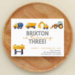 Construction Truck Birthday Invitation: Editable Birthday Party  Invite (Digital Download)