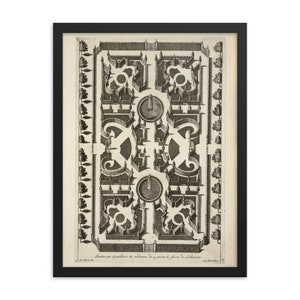 Daniel Marot Labyrinth Garden Etching | Framed Smithsonian Print