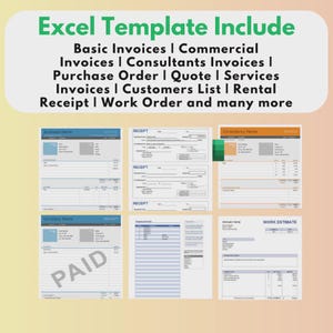 Invoices Template Excel Format, Printable and Editable, Modern Invoice, Pdf, Words, Instant Download