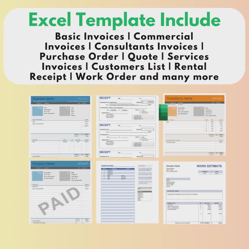 Invoices Template Excel Format, Printable and Editable, Modern Invoice ...