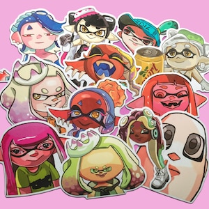 Stickers mèmes Splatoon || Autocollants en vinyle de 3 x 3 pouces || Squid Sisters, Off the Hook, Deep Cut, Splat Tim, petite idée, octogonal || Livraison gratuite