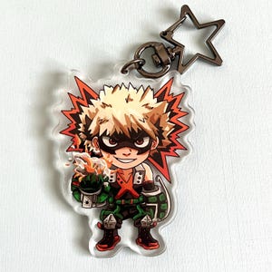 MHA Katsuki Bakugou acrylic charm keychain || Double sided / Different Design || 2.5 inch charm w/ Star clasp || My Hero Academia ||