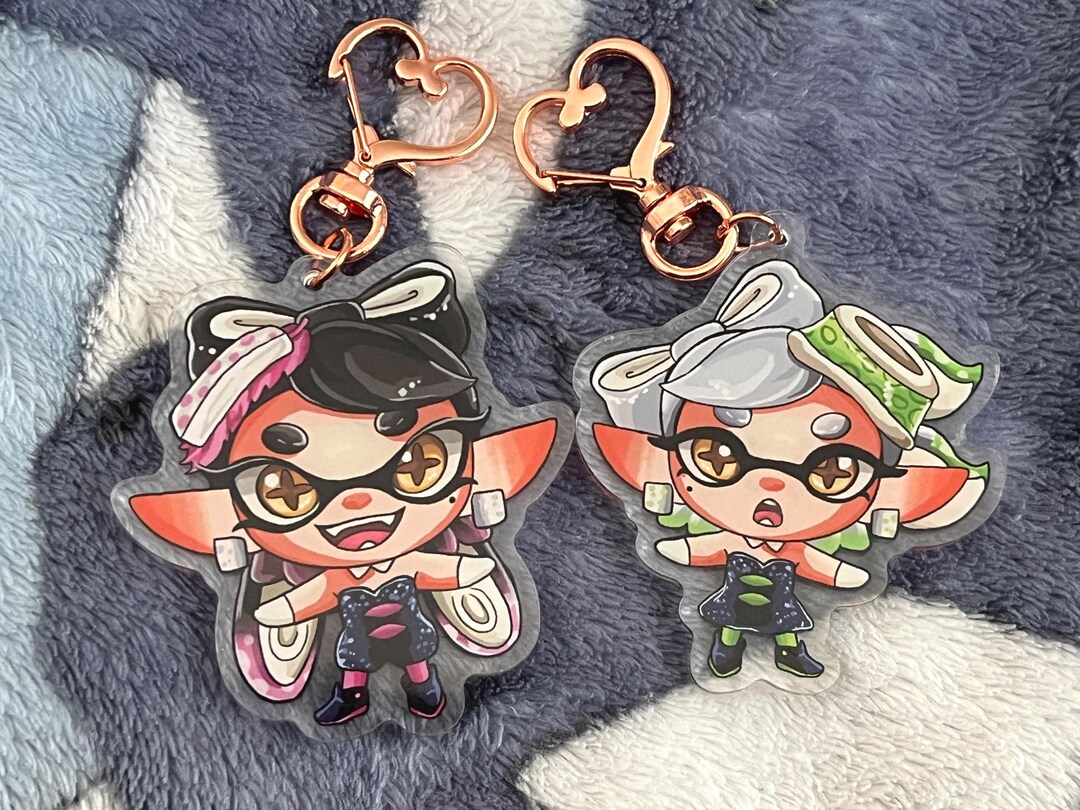 Splatoon Squid Sisters Callie & Marie: 2.5 Inch Acrylic Charm Keychain ...