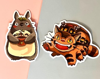 Totoro and Catbus Inspired Sticker - 3x3 in vinyl
