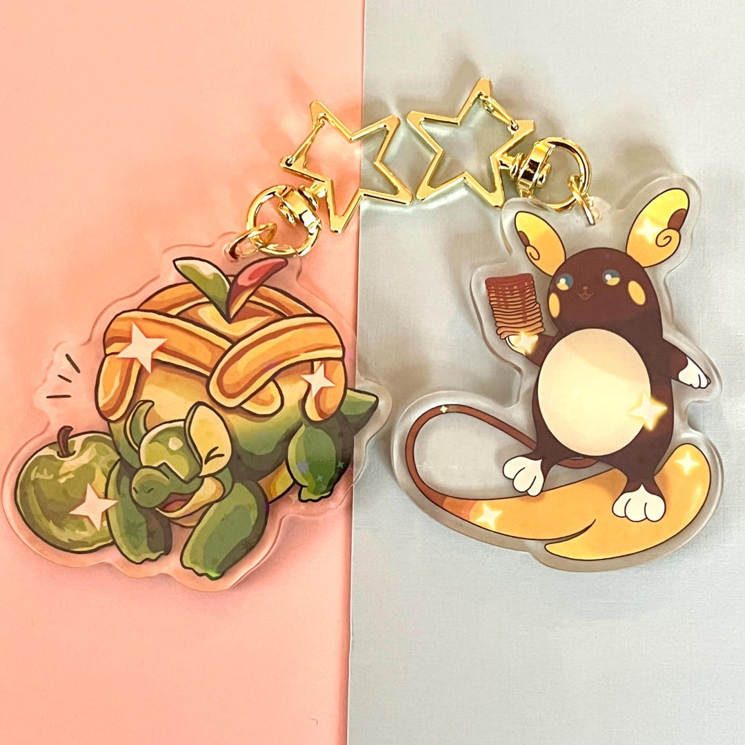 Poke Alolan Raichu and Appletun - 2.5 Inch Acrylic Charm Keychain ...