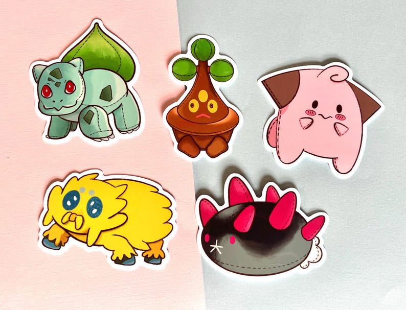 Sitting Cutie PKMN Plushies || Viynl 3x3 Stickers - Zygarde, Sandile ...