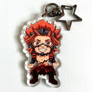 MHA Eijiro Kirishima acrylic charm keychain || Double sided / Different Design || 2.5 inch charm w/ Star clasp || My Hero Academia ||
