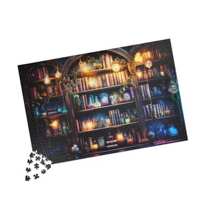 A Collection of Witchy Spell Books, Enchanted Library Jigsaw Puzzle, Art 1000 Piece Puzzle, 500 Piece Puzzle Gift for Kids, Adult Puzzle image 2