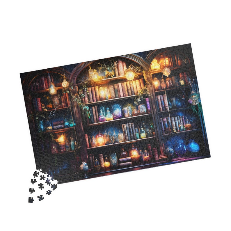 A Collection of Witchy Spell Books, Enchanted Library Jigsaw Puzzle, Art 1000 Piece Puzzle, 500 Piece Puzzle Gift for Kids, Adult Puzzle image 2