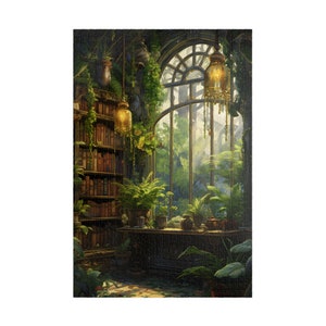 Plants and Books Jigsaw Puzzle, Beautiful Art Puzzle for Adults, Cottagecore Puzzle, 1000 Pieces, 500 Pieces